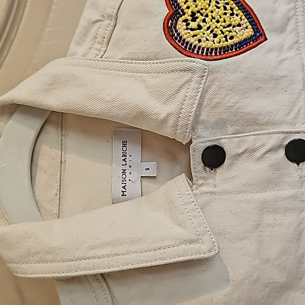 Maison Labiche PARIS small Ecru heart jean jacket 😍 ♥️ Anthropologie - Picture 4 of 8